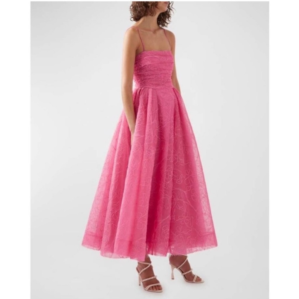 Aje Pink Midi Dress with Spaghetti Straps